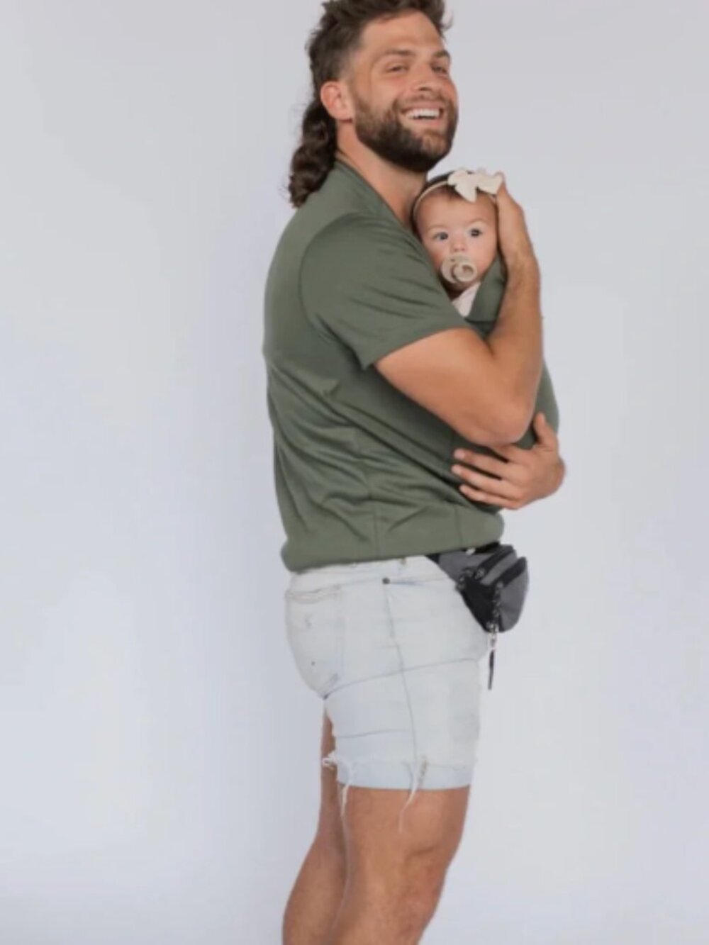 Lalabu Dad Shirt Wearable Baby Dark Green Comfortable T-Shirt Size 2XL Men's